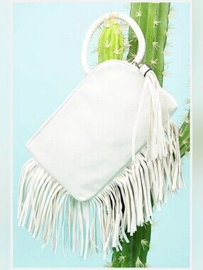 NWT Western White Fringe Bangle Clutch Wristlet